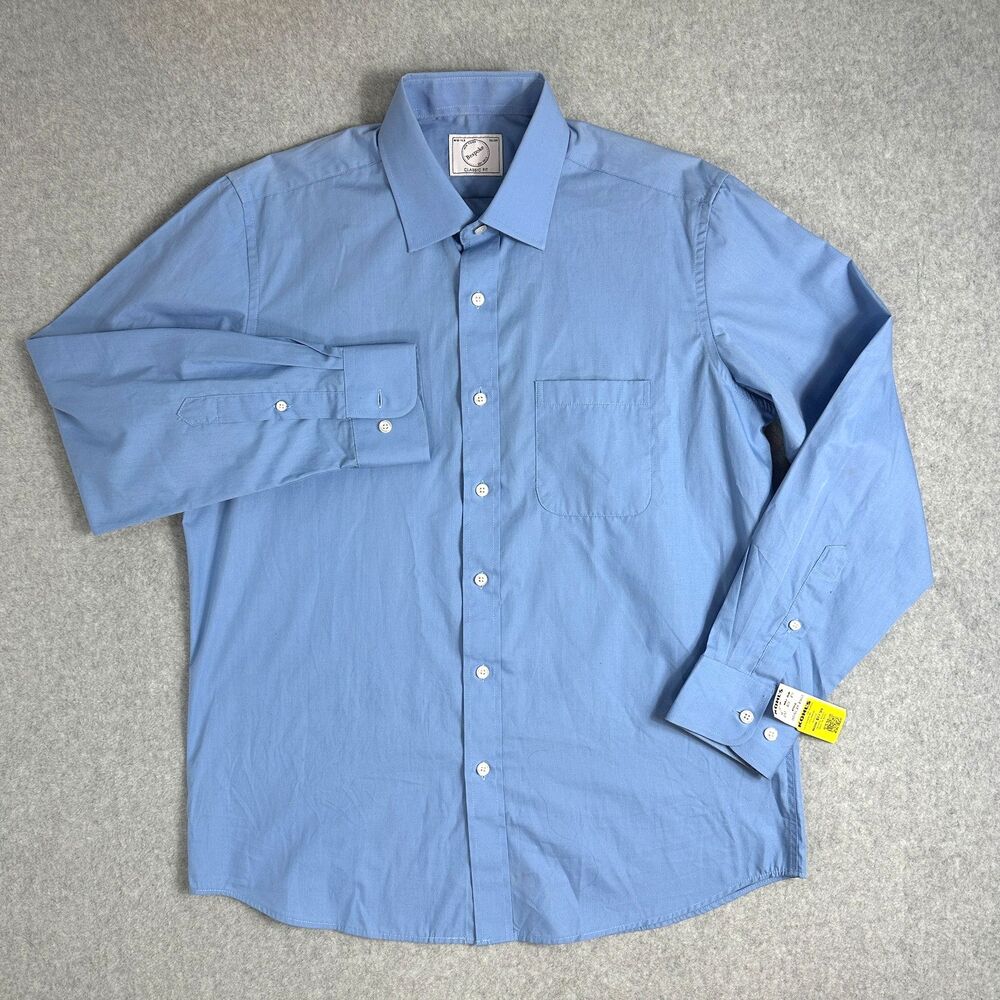 Bespoke Classic Fit Dress Shirt Mens Medium 15-15,5 32/33 Blue Formal Business